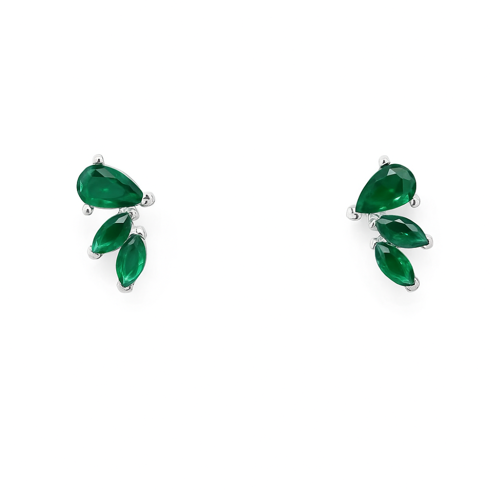 H6083-S-sterling-silver-emerald-colour-cz-triple-earrings-stud-front-image H6083-S-sterling-silver-emerald-colour-cz-triple-earrings-stud-front-image