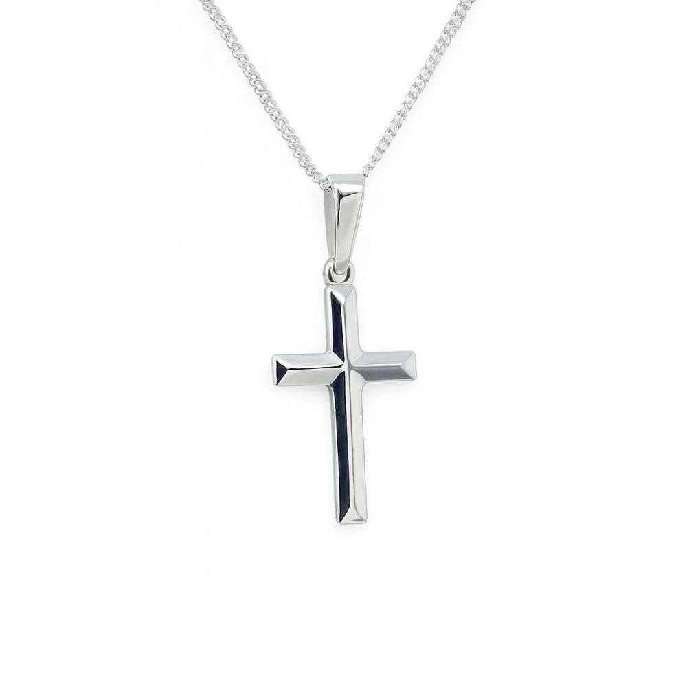 HSP217B-sterling-silver-bevelled-front-childs-cross-and-chain-side-image