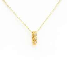 9ct Yellow Gold Ring CZ Stones Adjustable Chain