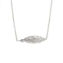 Sterling Silver Sideways Feather Pendant On Chain