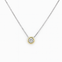 Sterling Silver 3mm Gold Bezel Set CZ Necklet