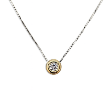 Sterling Silver 4mm Gold Bezel Set CZ Necklet