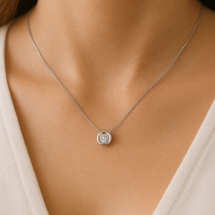 Sterling Silver 5mm Bezel Set CZ Necklet