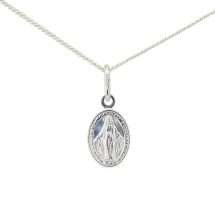 Sterling Silver Small Miraculas Medal Pendant And Chain