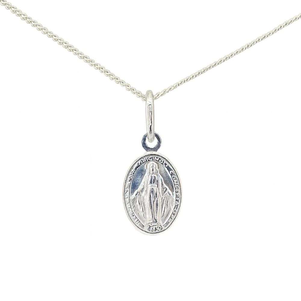 P1501334-sterling-silver-small-miraculas-medal-and-chain-front-image- P1501334-sterling-silver-small-miraculas-medal-and-chain-front-image-