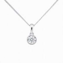 9ct White Gold 17pts Diamond Pendant And Chain