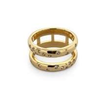 Sterling Silver 18ct Gold CZ Double Dress Ring