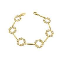 Sterling Silver 18ct Gold Baguette CZ Bracelet