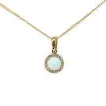 9ct Yellow Gold Synthetic Opal CZ Halo Pendant