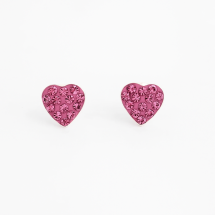 Sterling Silver Pink CZ Children's Heart Stud Earrings