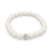 Stretchable Child's Pearl CZ Ball Bracelet