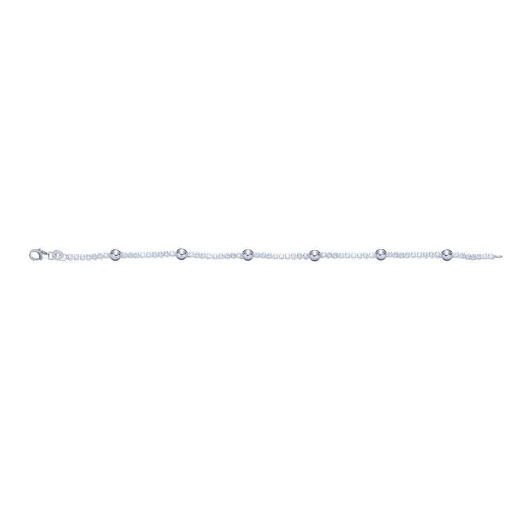 SBR131C Sterling silver polished ball links cz tennis style bracelet flat image SBR131C Sterling silver polished ball links cz tennis style bracelet flat image