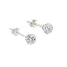 Sterling Silver Childrens Crystal Ball Stud Earrings