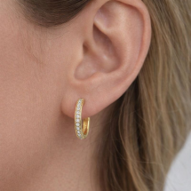 Sterling Silver Gold Plated CZ Half Hoop Earring