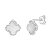 Sterling Silver Mother Pearl Clover Stud Earring