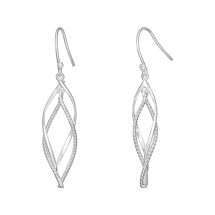 Sterling Silver Plain And Twist Drop Earrings