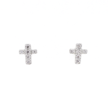 Sterling Silver Children's CZ Cross Stud Earrings