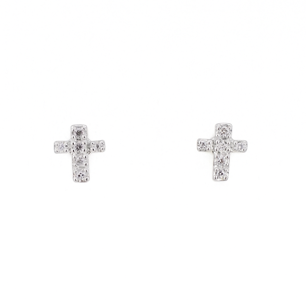 SE431A-sterling-silver-cz-set-cross-stud-earrings-front-main-image SE431A-sterling-silver-cz-set-cross-stud-earrings-front-main-image