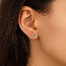 Sterling Silver 12mm Gold Open CZ Star Earrings