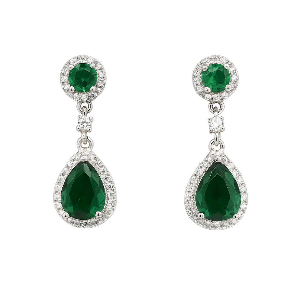 SER112-sterling-silver-green-emerald-cz-halo-drop-earrings-front-image SER112-sterling-silver-green-emerald-cz-halo-drop-earrings-front-image