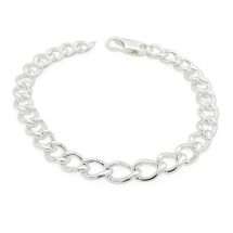 Sterling Silver Mens Solid Curb Bracelet