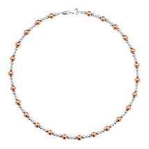 Sterling Silver Rose Gold Polished Balls Necklet