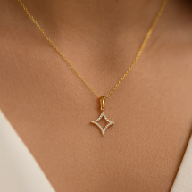 Sterling Silver Gold Plated CZ Open Star Pendant