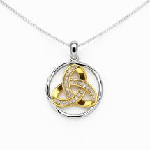 Sterling Silver Gold CZ Trinity Knot Halo And Chain