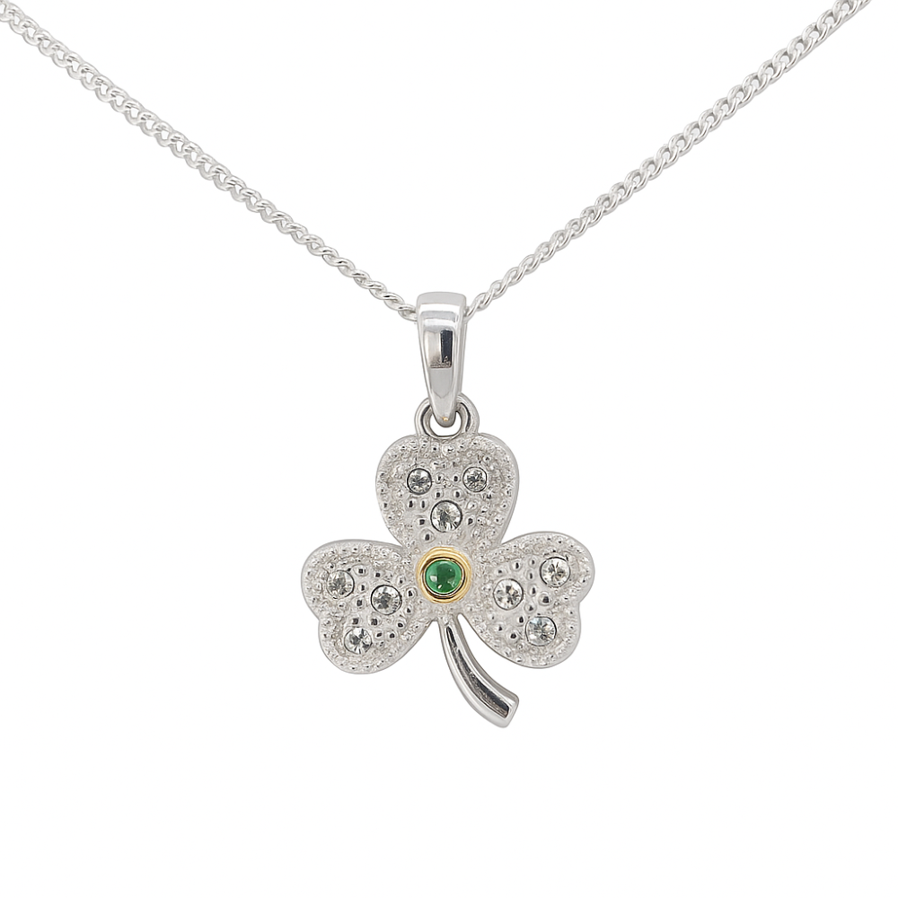 SP130A-sterling-silver-emerald-cz-set-pave-cz-shamrock-pendant-on-18-inch-chain-front-image SP130A-sterling-silver-emerald-cz-set-pave-cz-shamrock-pendant-on-18-inch-chain-front-image