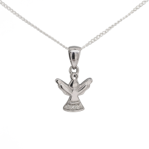 Sterling Silver Childrens CZ Angel Pendant And Chain