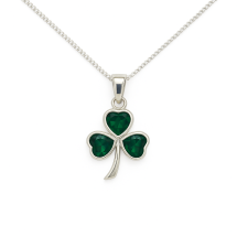 Sterling Silver Celtic Emerald CZ Shamrock Pendant