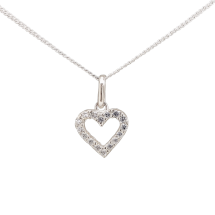 Sterling Silver Childrens CZ Heart Outline Pendant