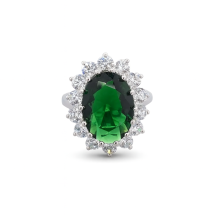 Sterling Silver Emerald CZ Cluster Ring
