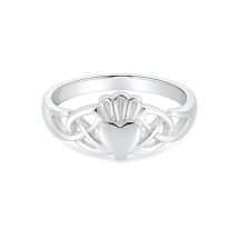 Sterling Silver Claddagh Trinity Knot Shoulders Ring