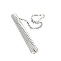 Sterling Silver Solid Lined Design Tie Bar