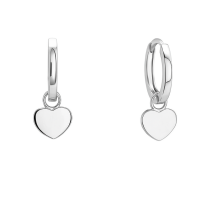 Sterling Silver Heart Drop Charm Earrings