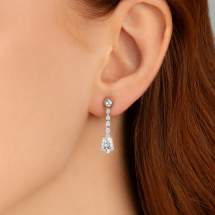 9ct White Gold Pear Cubic Zirconia Drop Earrings