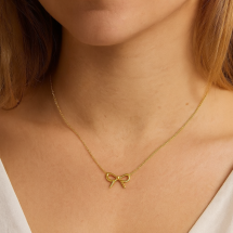 9ct Yellow Gold Bow Necklace Adjustable Length