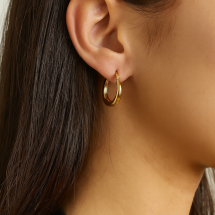 9ct Yellow Gold 19mm Tapered Hoop Style Earrings