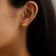 9ct Yellow Gold 4mm Domed Heart Stud Earrings