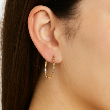 9ct Yellow And White Gold Twist Hoop Earrings