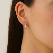 9ct White Gold CZ Set Hinged Hoop Earrings