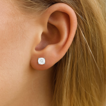 9ct White Gold 8mm Round CZ 4 Claw Stud Earring