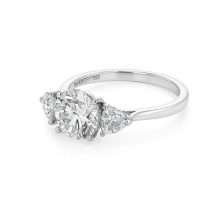 Platinum Round and Trilliant 1.50ct Lab Diamond 3 Stone Ring