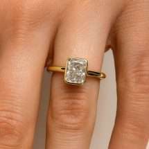 9ct Yellow Gold 1.00ct Radiant Lab Bezel Set Diamond Ring