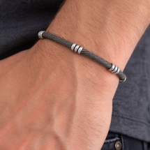 Sterling Silver Mens Oxidised Popcorn Bead Bracelet