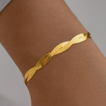 Sterling Silver Gold Herringbone Weave Bracelet