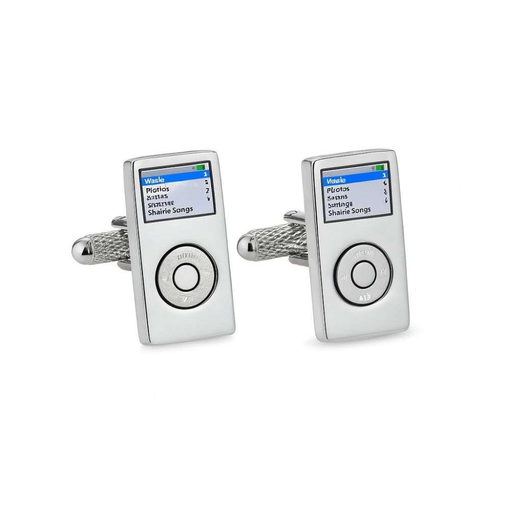CK253 onyx art steel ipod desig cufflinks front image CK253 onyx art steel ipod desig cufflinks front image