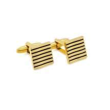 Gold Plated Black Lined Square Cufflinks