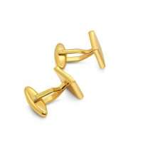 Gold Plated Black Lined Square Cufflinks